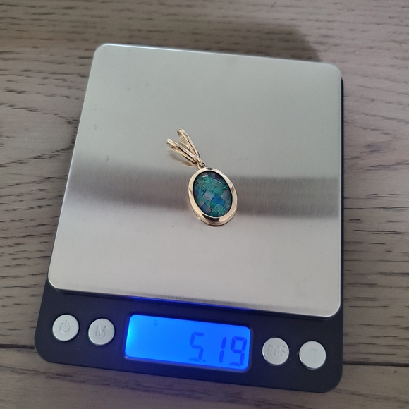 14k Gold Opal Mosaic Pendant - Picture 7 of 11